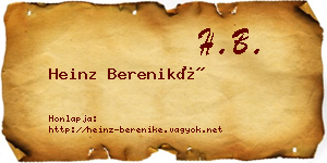 Heinz Bereniké névjegykártya